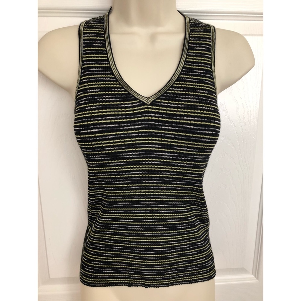 Missoni Italy V-neck Stretch Stripe Sleeveless Top
